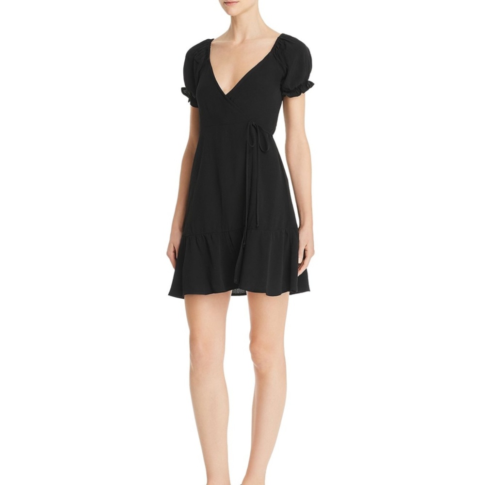 FLYNN SKYE Annabelle Wrap Mini Dress BLACK